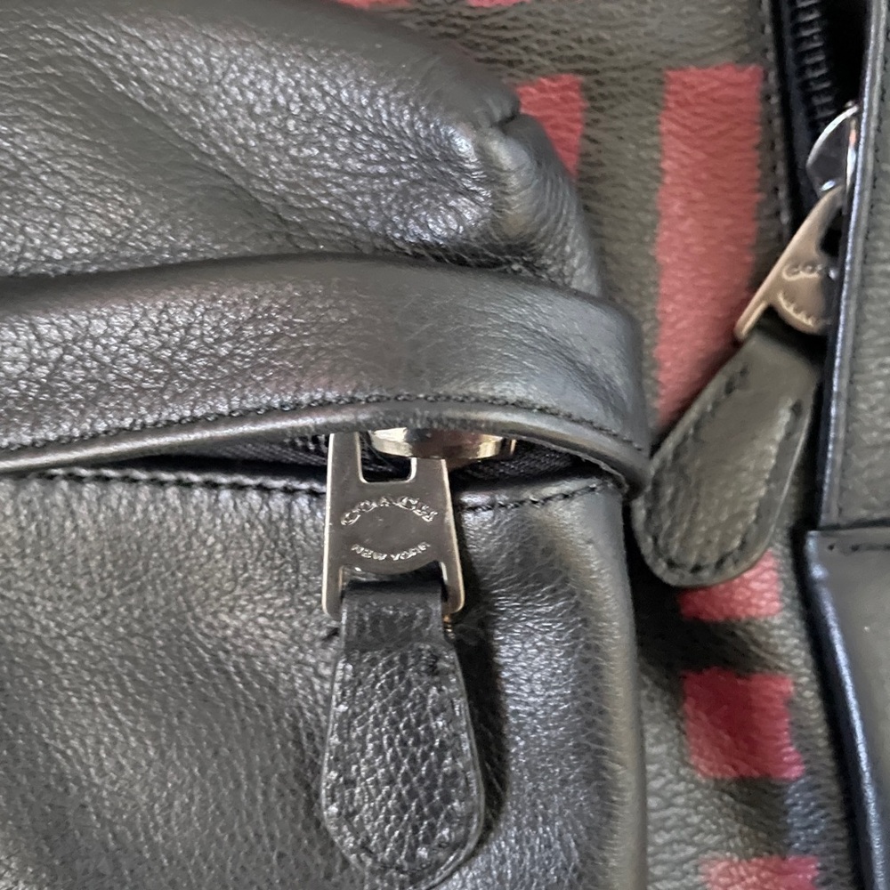 COACH Men’s Charles Plaid LEATHER BACKPACK Like New - Picture 10 of 13